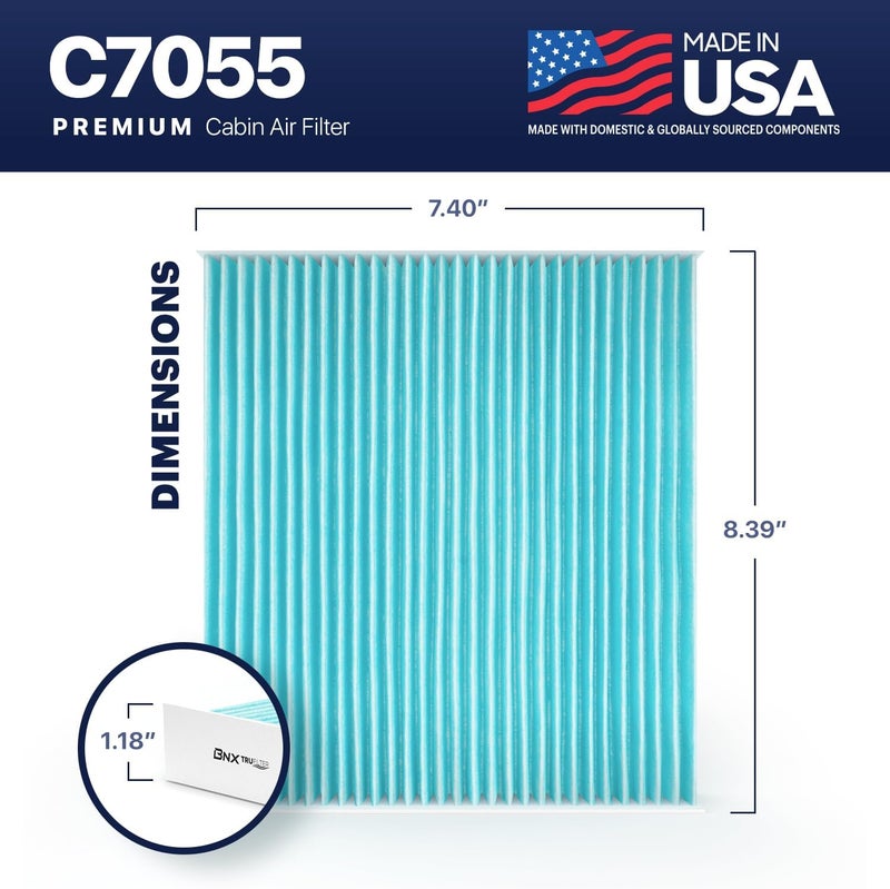 BNX TruFilter C7055 Cabin Air Filter, HEPA 99.97%, MADE IN USA, Compatible With Toyota Camry, Corolla, Highlander, RAV4, Tundra, Prius, 4Runner; Subaru Outback, Legacy; Lexus RX, GS, GX, IS, LS, ES - Image 3